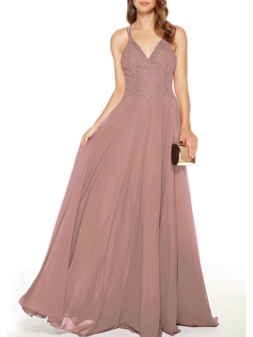 Alyce Paris Dusty Rose Lace Chiffon Gown Size 24 NWT Prom Wedding Formal